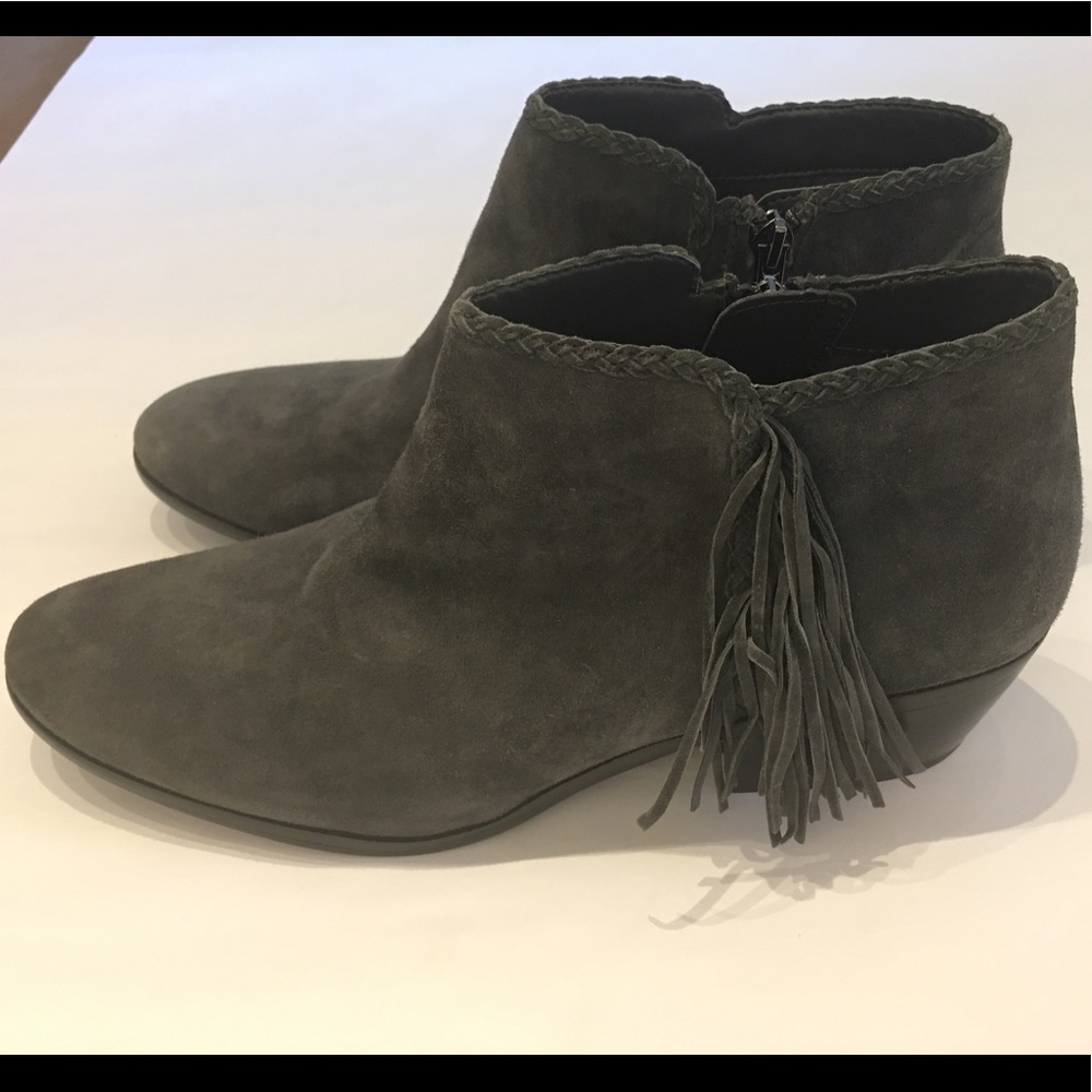 Sam Edelman Grey Fringe Booties